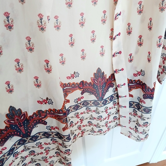 Jorja  Oriental Floral Paisley Open Front Long Sleeve Sheer Kimono Size S - Picture 4 of 7